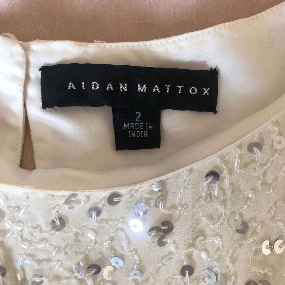Aidan Mattox White Silk Cocktail Dress - Picture 4 of 8